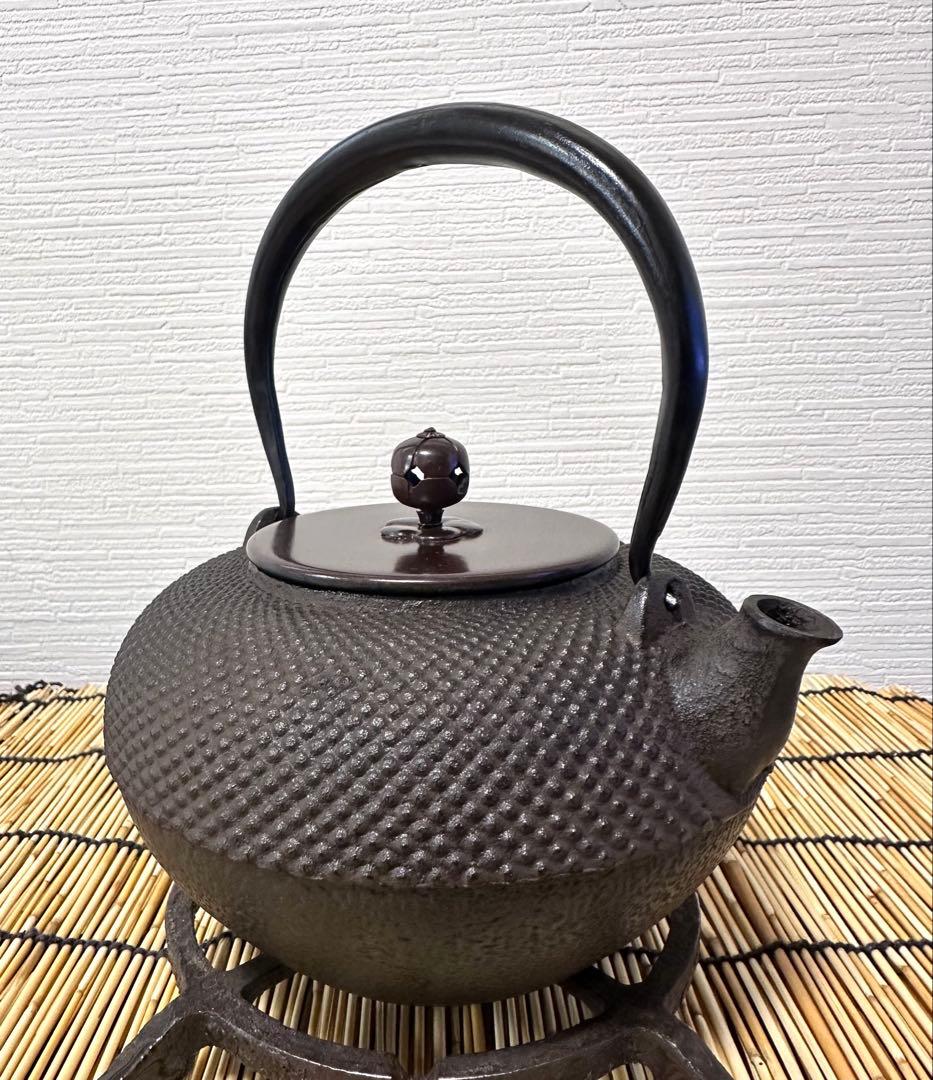 未使用品　龍敏堂造　袋鉉　飾摘銅蓋　南部鉄瓶　南部鉄器　調理器具