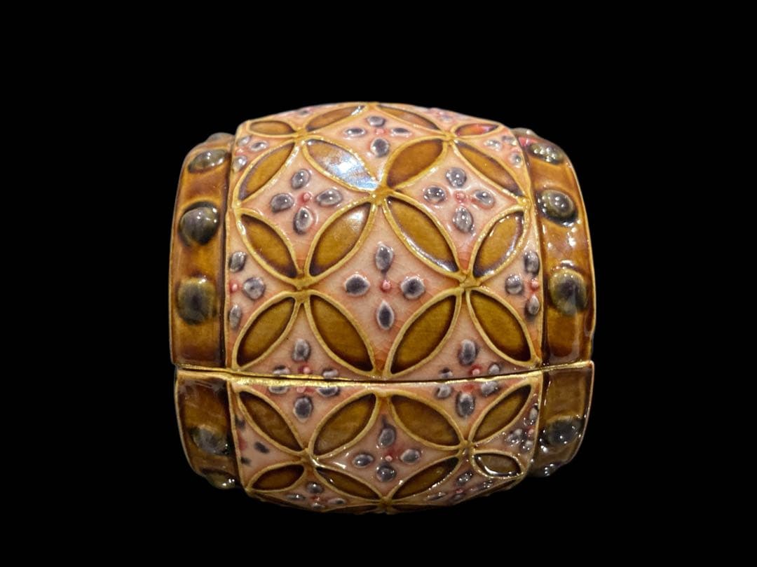 茶道具 山本一如 交趾 太鼓 香合 一如造 茶器 古美術 骨董 アンティーク