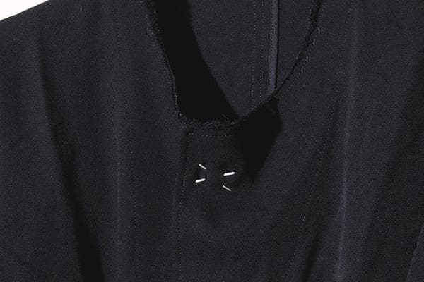 24FW KHOKI ノーカラー フリンジ ウールジャケット 2 ブラック