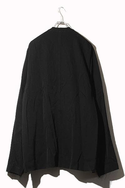 24FW KHOKI ノーカラー フリンジ ウールジャケット 2 ブラック