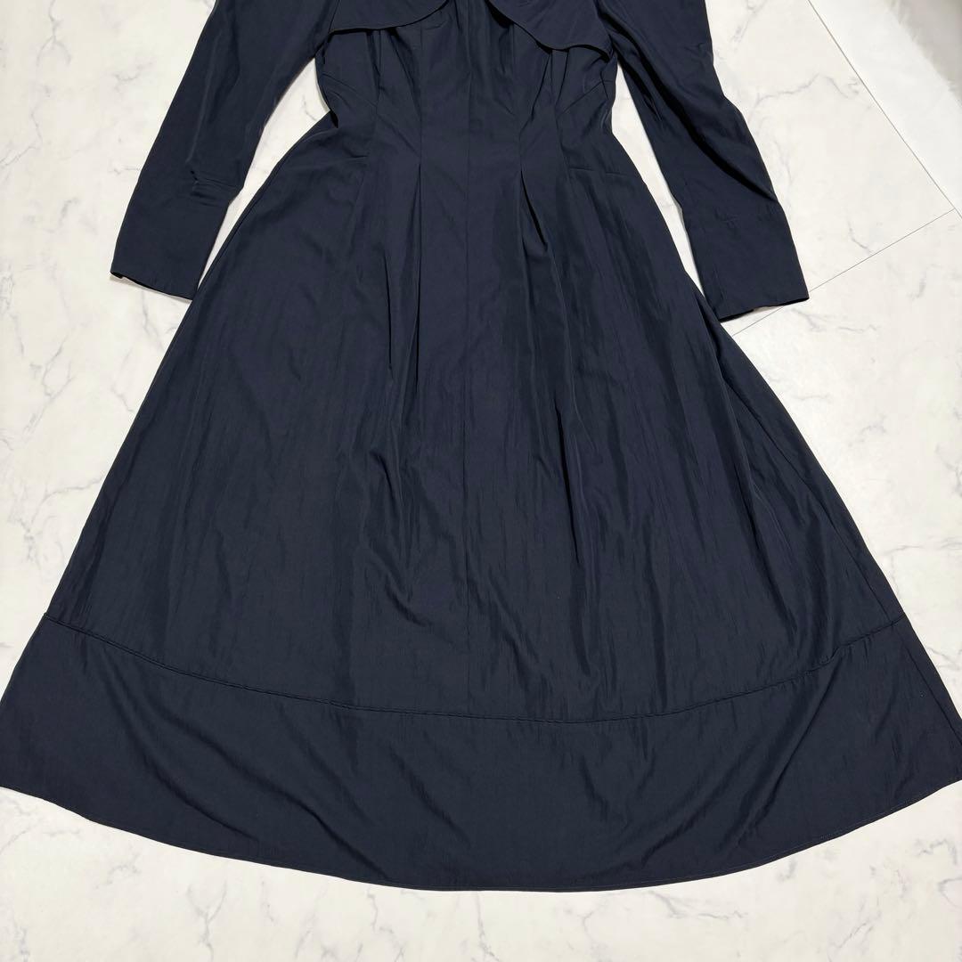 美品 Her lip to ロングワンピース 長袖 フレア M ネイビー 25年
