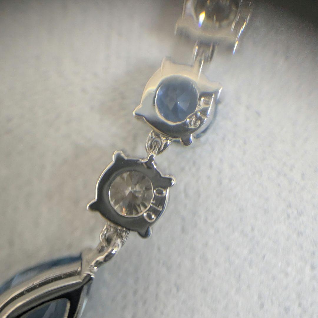 PT900 アクアマリン ダイヤモンド 6連 ピアス 片側 半ペア