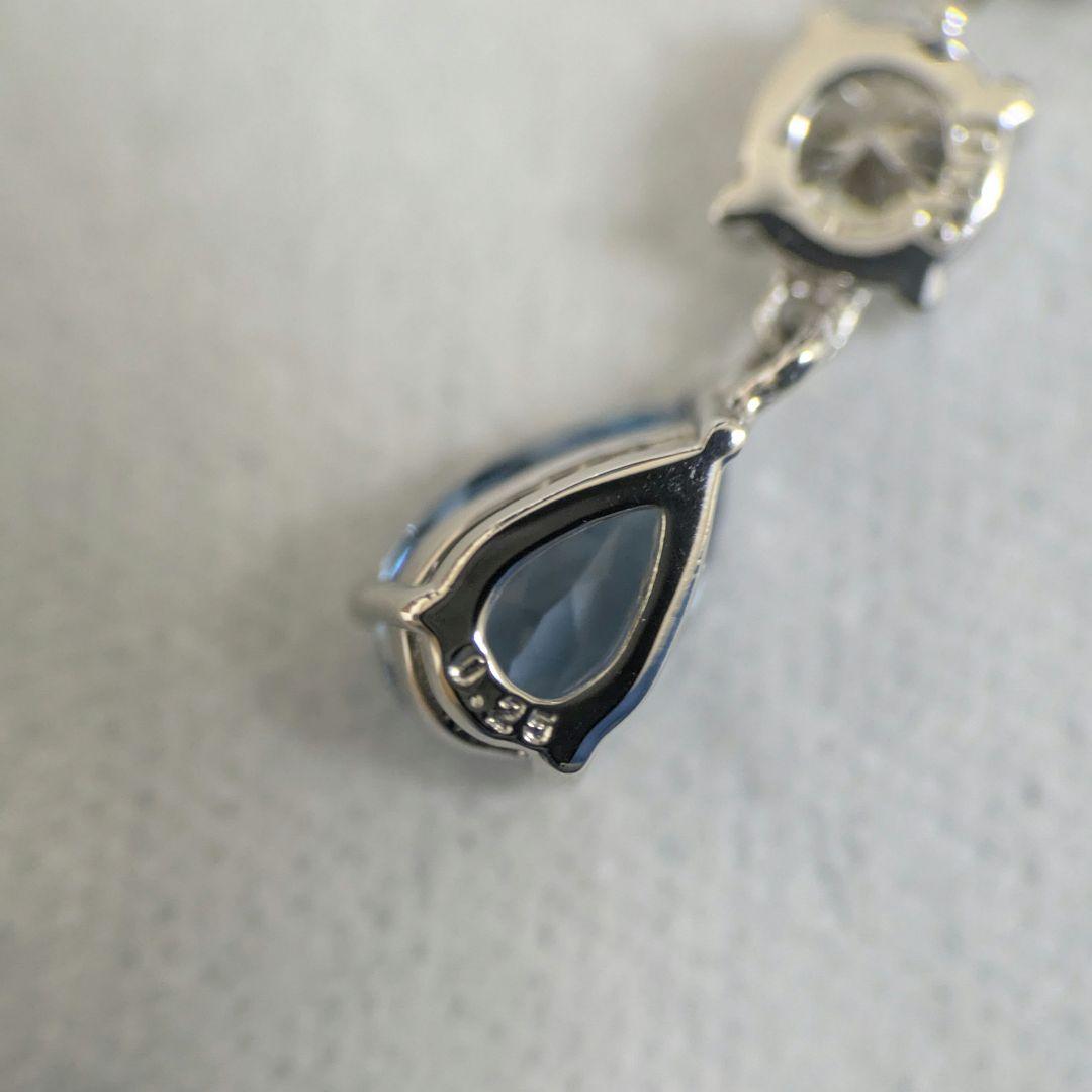 PT900 アクアマリン ダイヤモンド 6連 ピアス 片側 半ペア