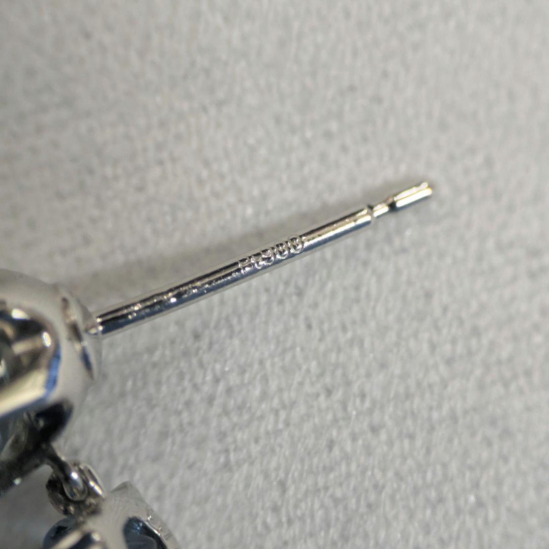 PT900 アクアマリン ダイヤモンド 6連 ピアス 片側 半ペア