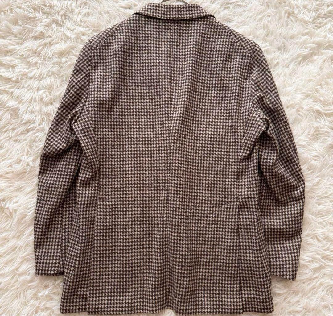 【タリアトーレ】テーラードジャケット ハウンドトゥース くるみボタン 50 茶
