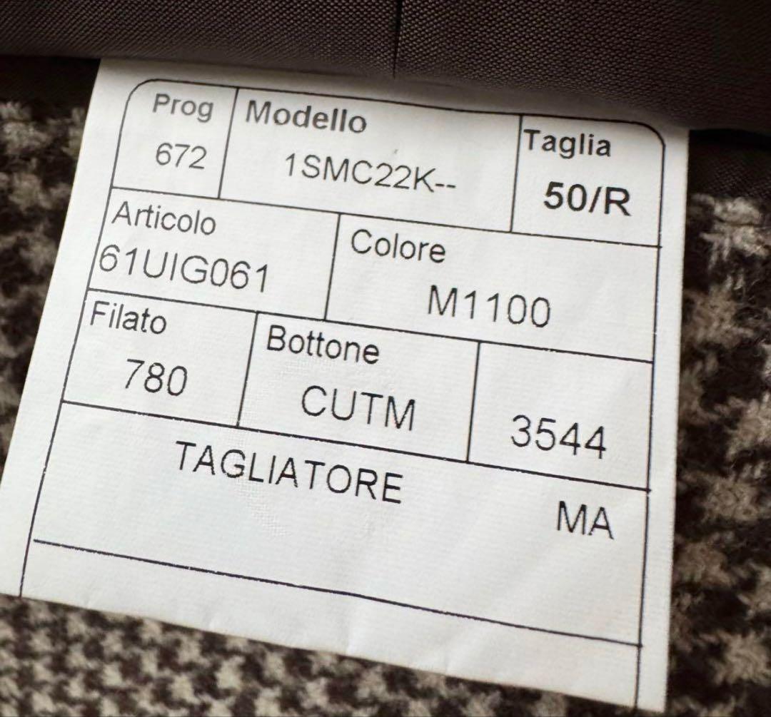 【タリアトーレ】テーラードジャケット ハウンドトゥース くるみボタン 50 茶