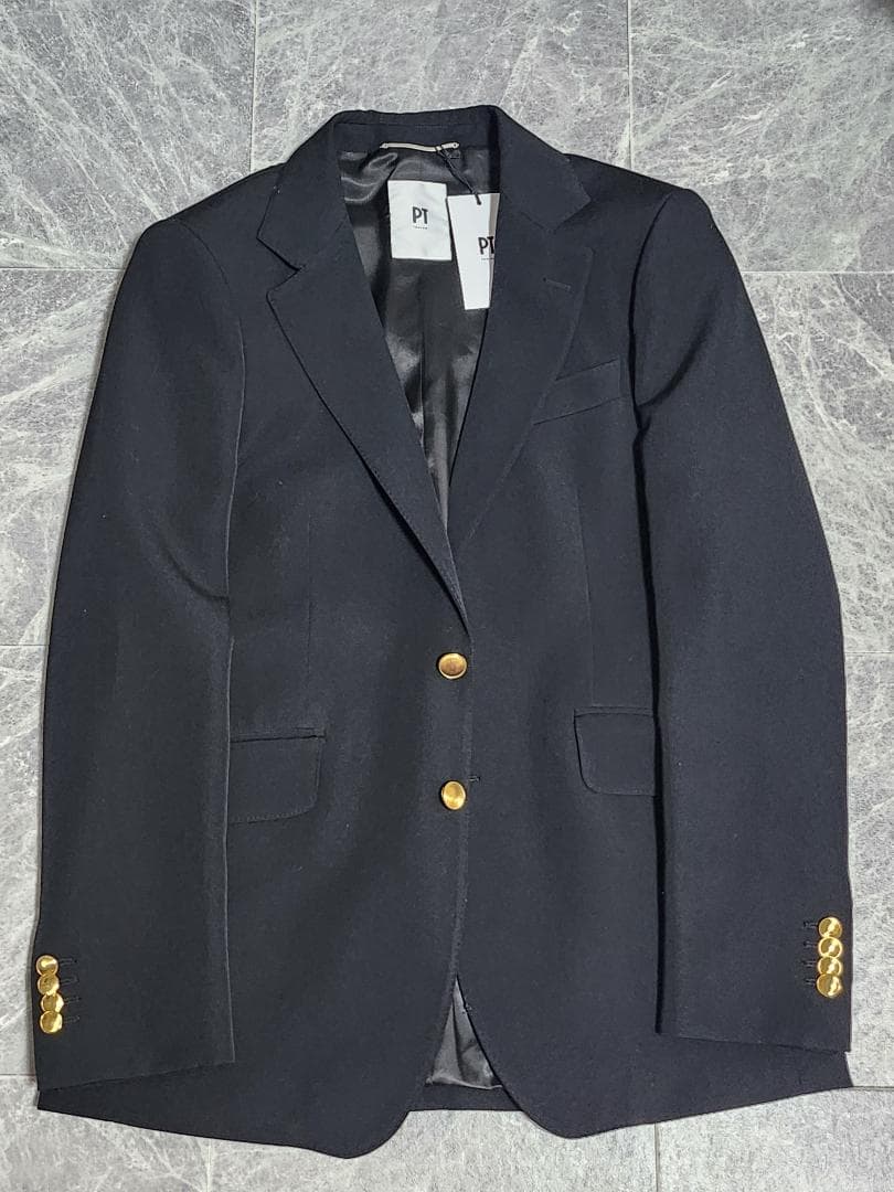 PT TORINO シングルブレザー ブラック ウール 金ボタン