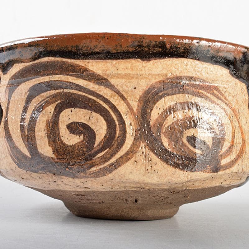 茶道具　祖母懐　黒織部　茶碗　銘「真砂」　仕覆付　龍寶極め箱　V　R5703