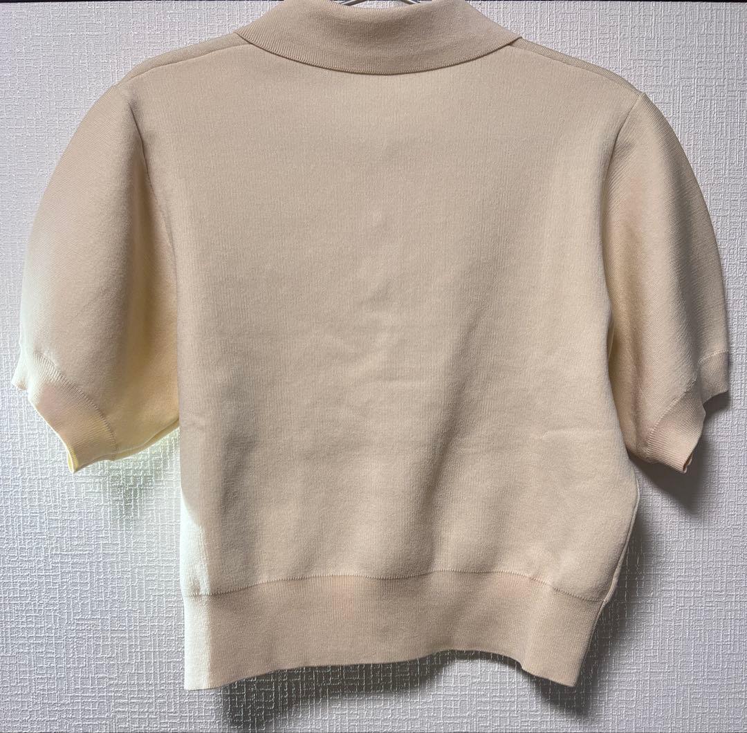 ADAM ET ROPE リボンポロニット 半袖　ホワイト