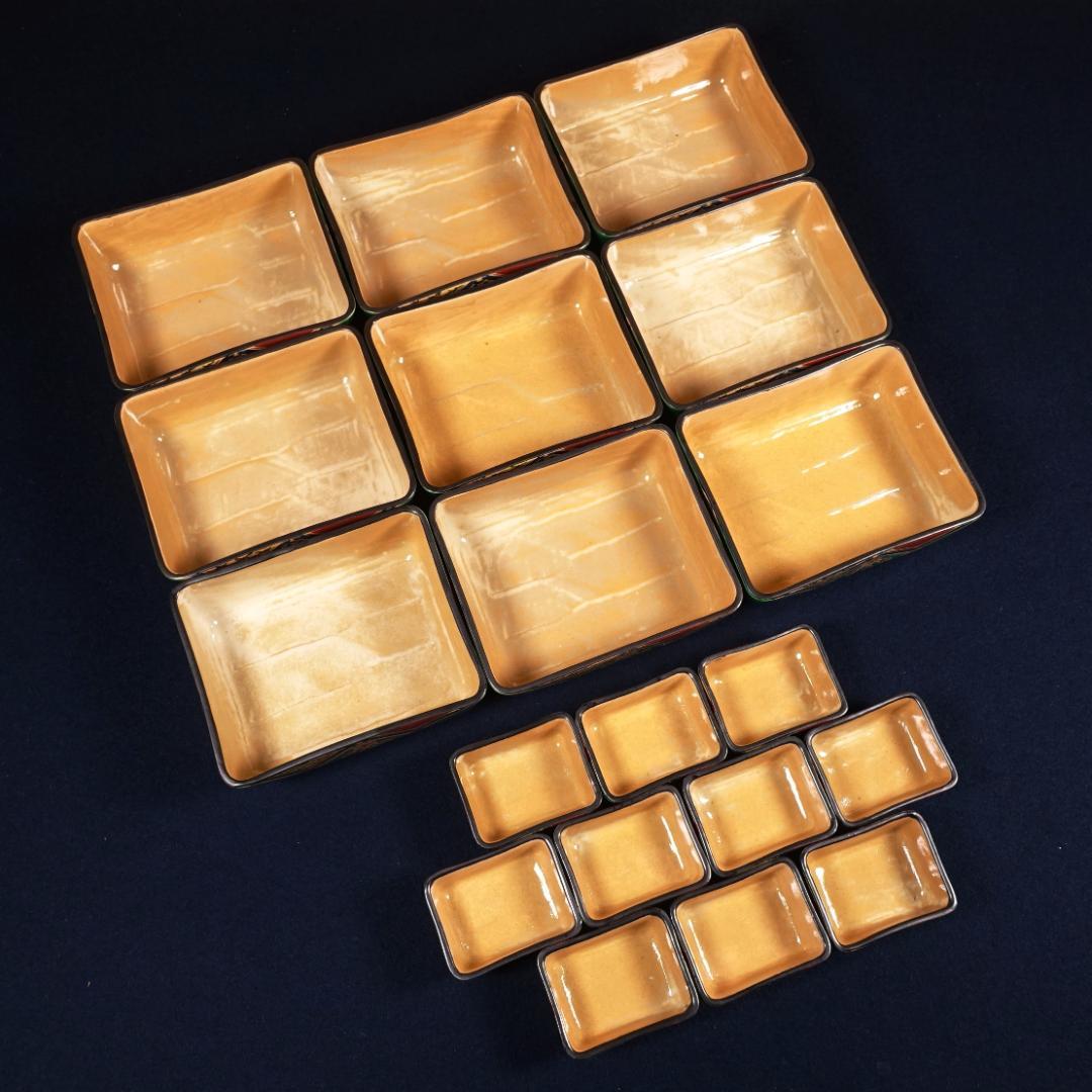 京焼 川尻一寛 禎山窯 色絵 刺身皿 向付 大小19客