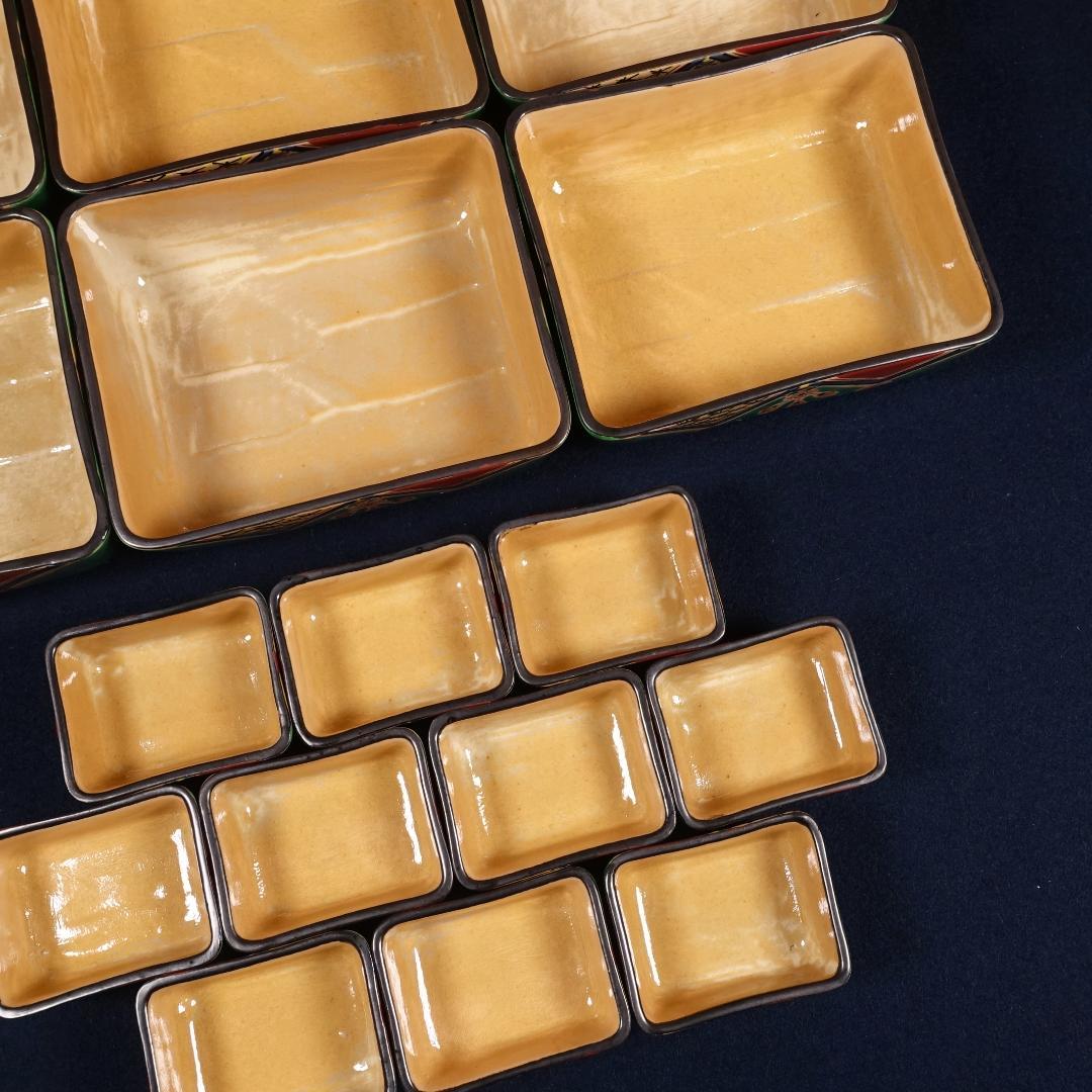 京焼 川尻一寛 禎山窯 色絵 刺身皿 向付 大小19客