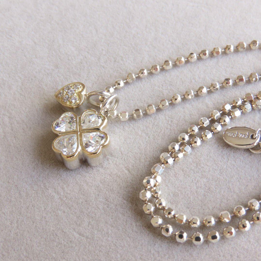 フォリフォリ　750 k18 シルバー　925 ネックレス　クローバー