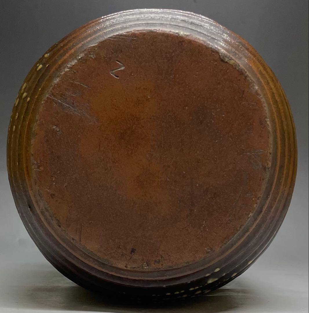 ヨシモ※プロフ必読※古備前　桂又三郎織　結文耳轆轤目ヘコミ花生　G532