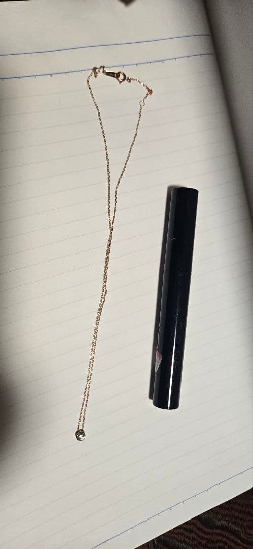 ピンクゴールドK18　 シンプルダイヤネックレス0.15