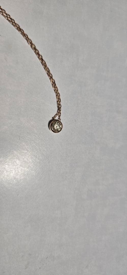 ピンクゴールドK18　 シンプルダイヤネックレス0.15