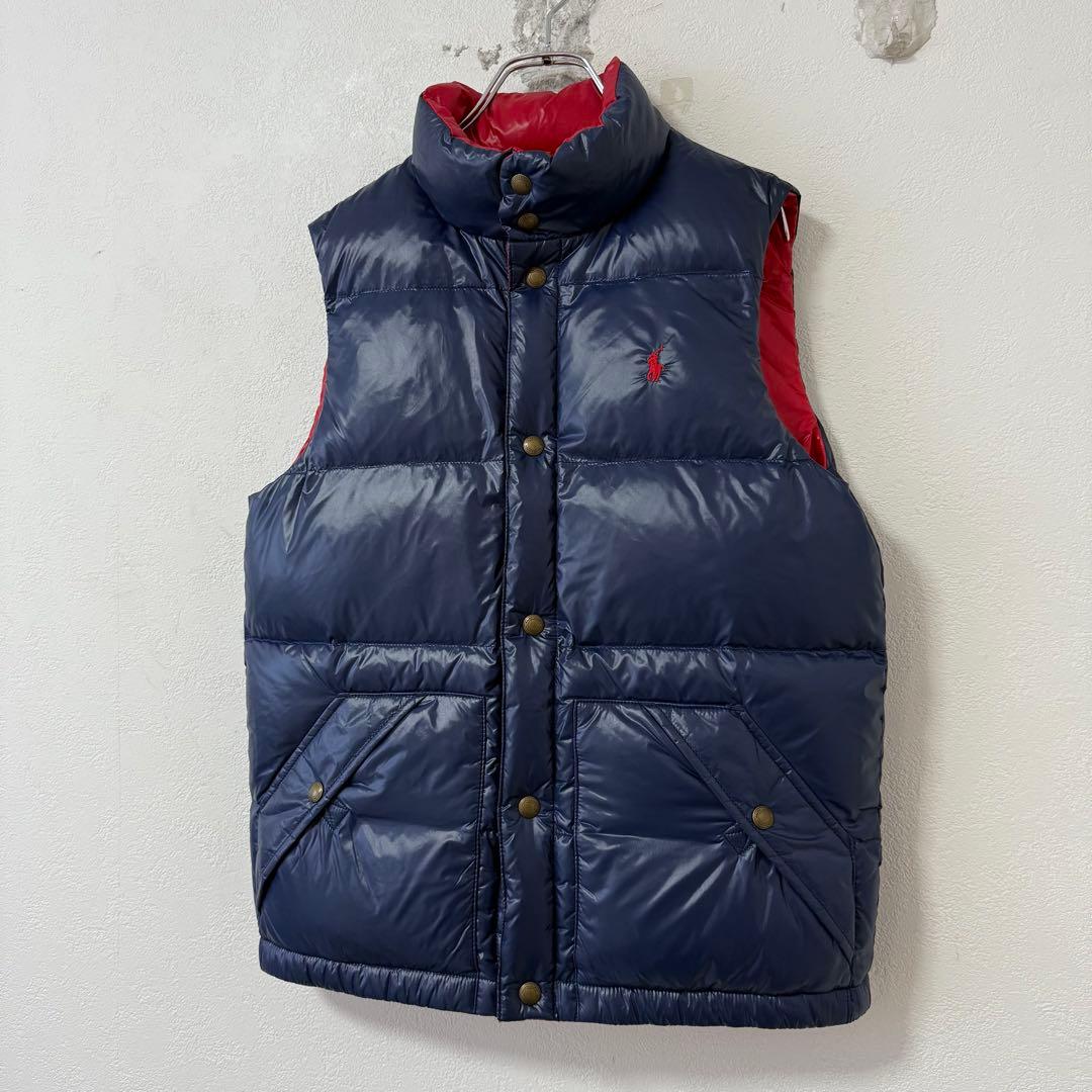 POLO★ポロラルフローレン★ダウンベスト★リバーシブル★赤↔︎ネイビー/紺★SM