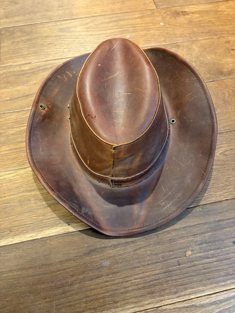 レザー製ブラウンカウボーイハット XL HENSCHEL HAT USA