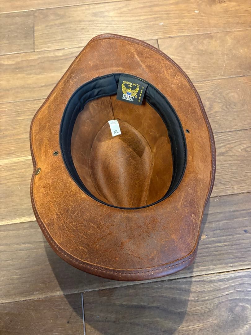レザー製ブラウンカウボーイハット XL HENSCHEL HAT USA