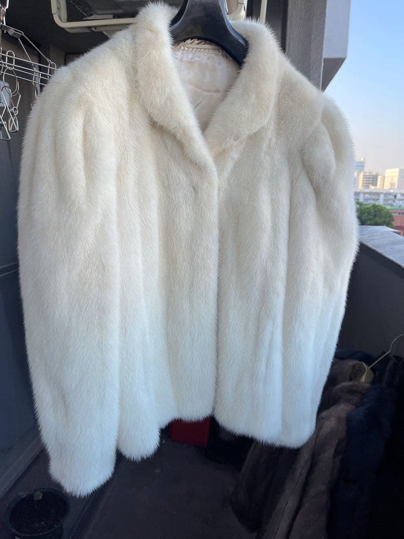 MINK パールミンク 毛皮 コート ホワイト アイボリー