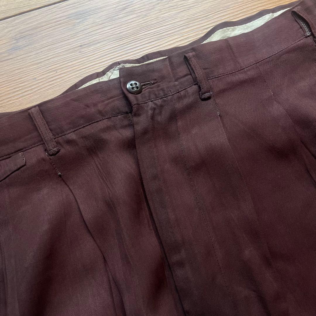 50s レーヨンギャバ スラックス ワイド ブラウン W36 L30
