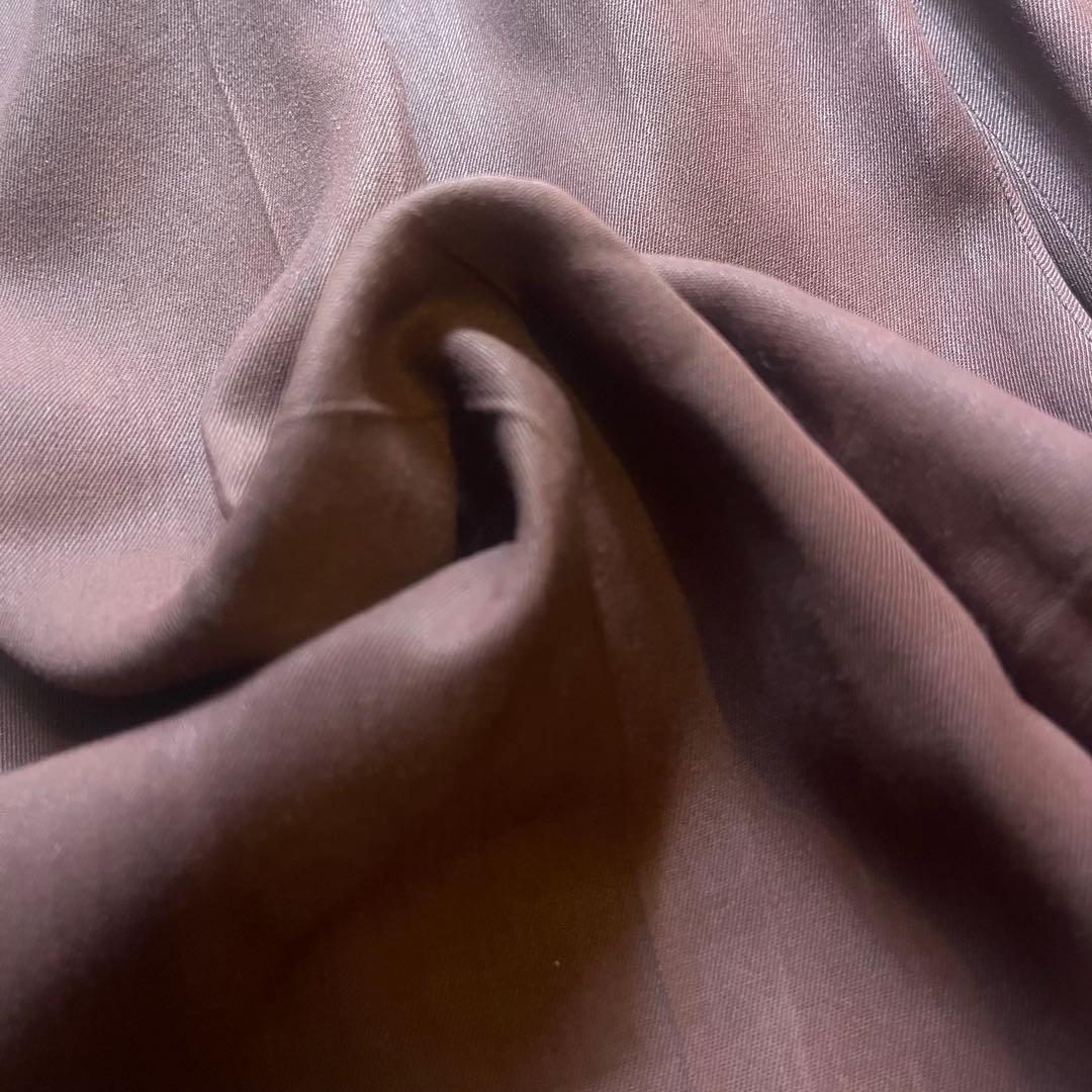 50s レーヨンギャバ スラックス ワイド ブラウン W36 L30