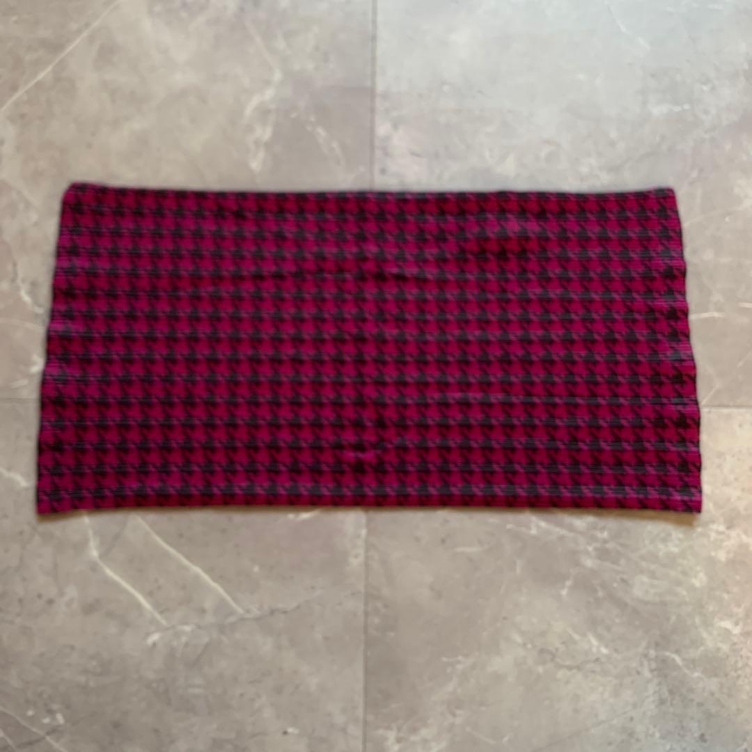 プリーツプリーズ　イッセイミヤケ　ネックウォーマー　　オーチューブ　千鳥格子