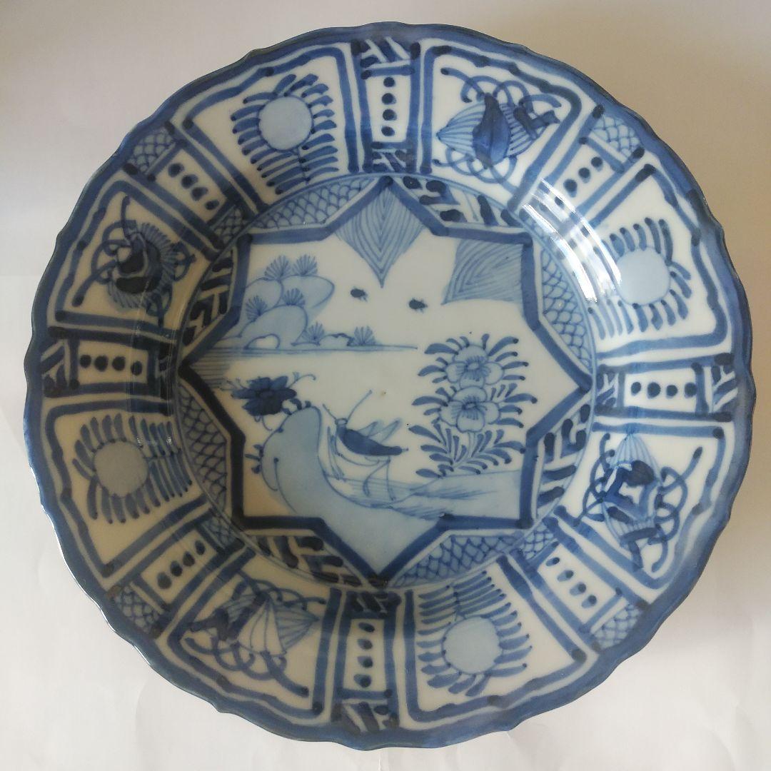 荒木さま専用 古伊万里 染付 芙蓉手 花虫文皿 二枚 まとめて