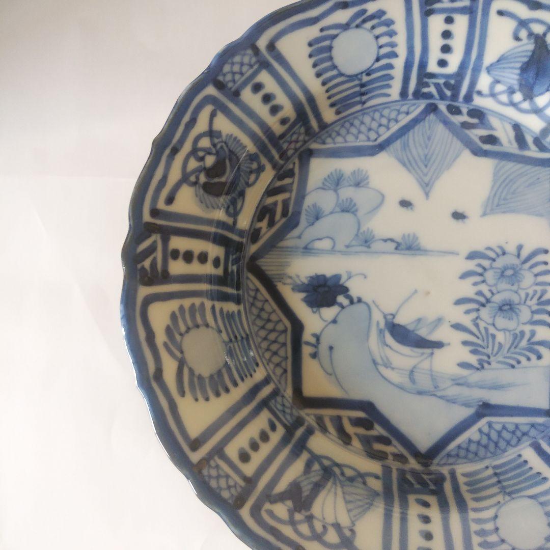 荒木さま専用 古伊万里 染付 芙蓉手 花虫文皿 二枚 まとめて
