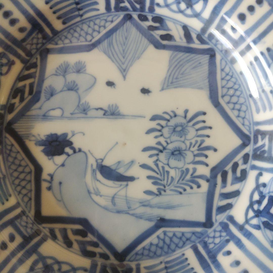 荒木さま専用 古伊万里 染付 芙蓉手 花虫文皿 二枚 まとめて