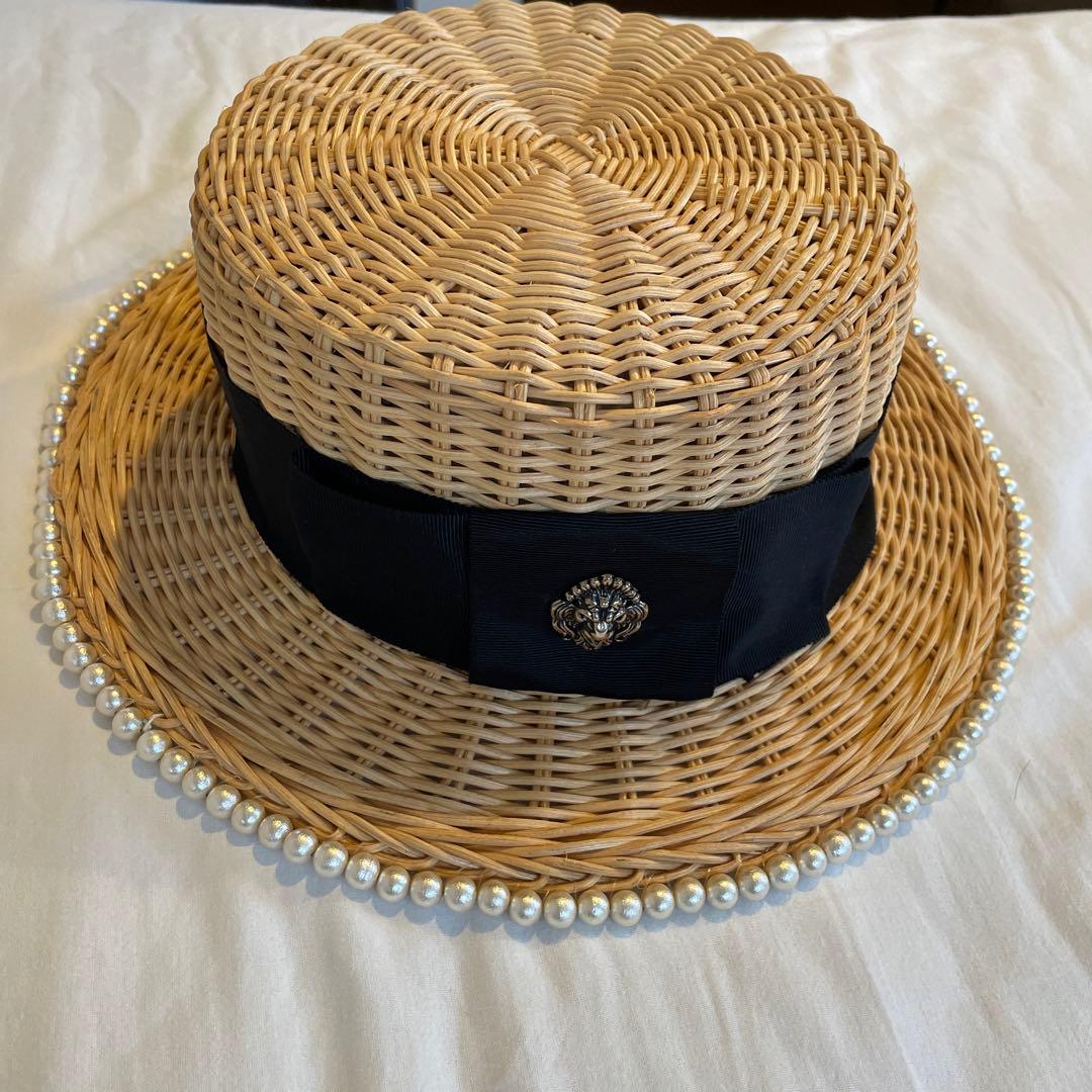 お値引き！Vaqutaux ヴァクトー パール付き麦わらぼうし