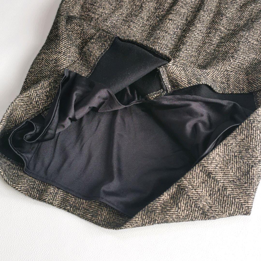 高級白タグ【美品✨】マックスマーラ　ツイードワンピース ヘリンボーン L