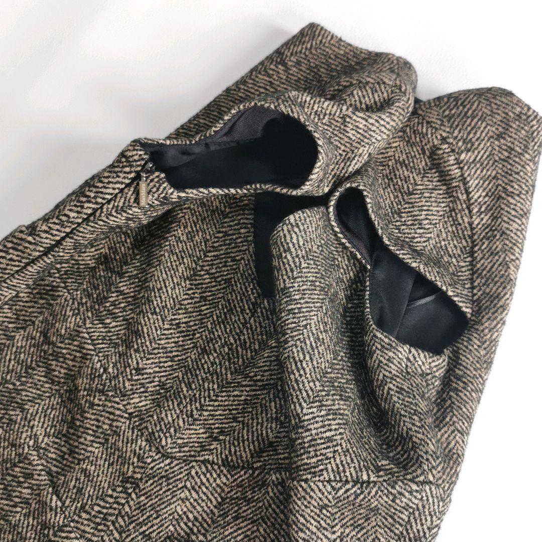 高級白タグ【美品✨】マックスマーラ　ツイードワンピース ヘリンボーン L