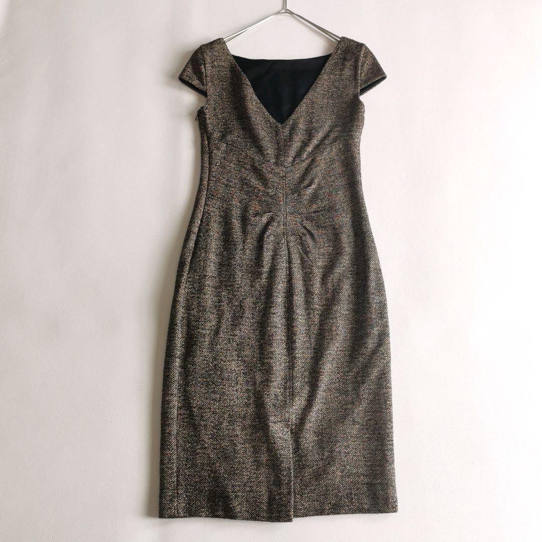 高級白タグ【美品✨】マックスマーラ　ツイードワンピース ヘリンボーン L