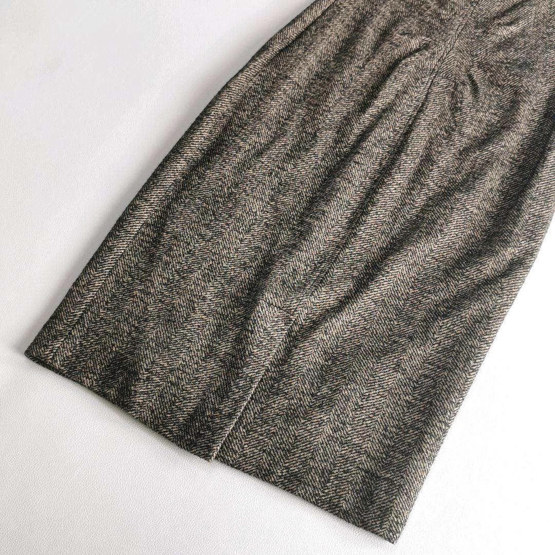 高級白タグ【美品✨】マックスマーラ　ツイードワンピース ヘリンボーン L