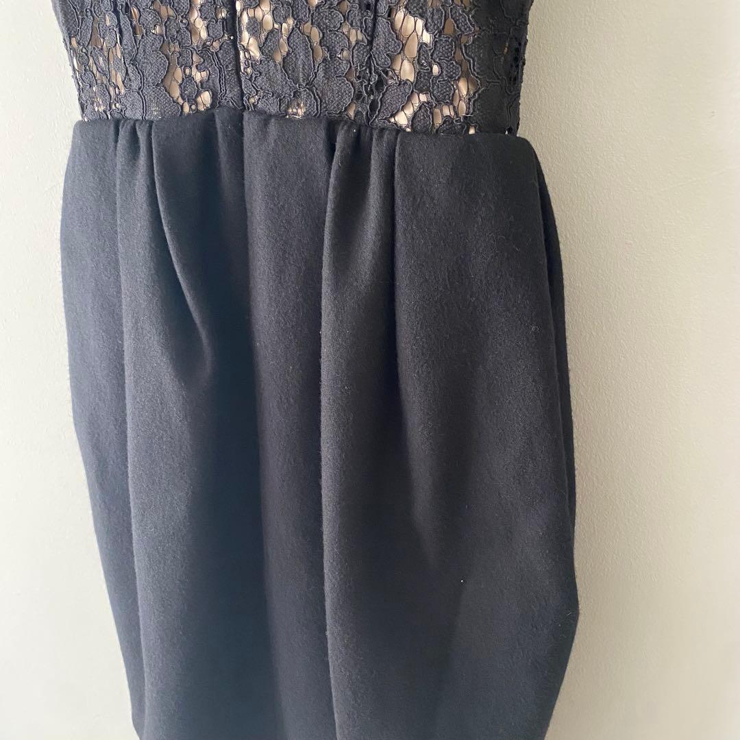 ち*ん様 美品 YOKO CHAN コクーンワンピース レースドレス 40 黒