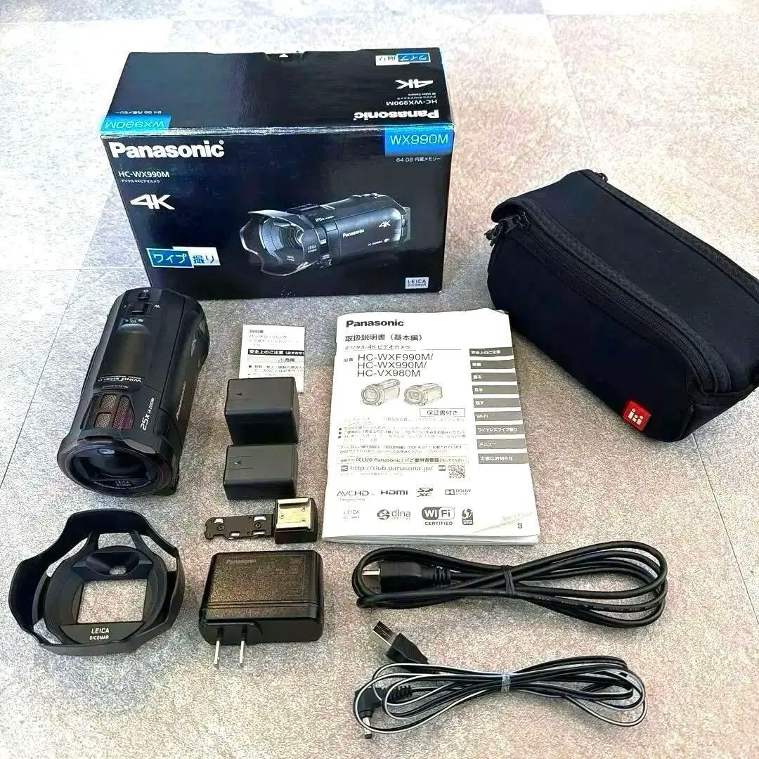 Panasonic HC-WX990M 4Kビデオカメラ ワイプ撮り ケース付