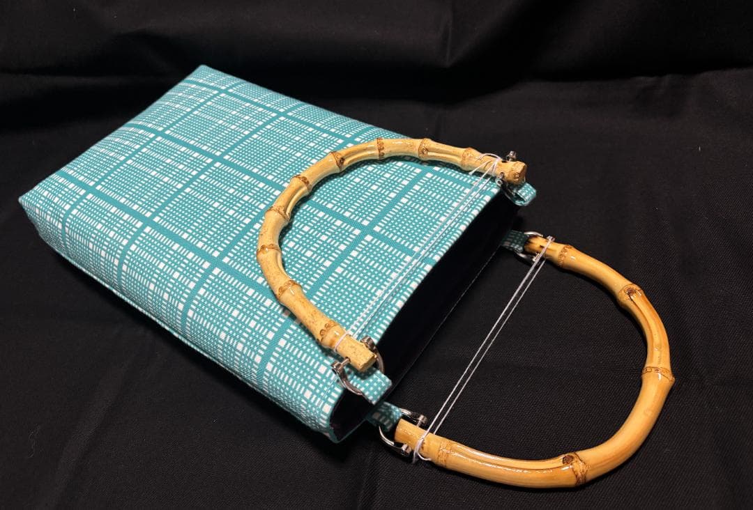 バンブー手提げ 翁格子 浅葱