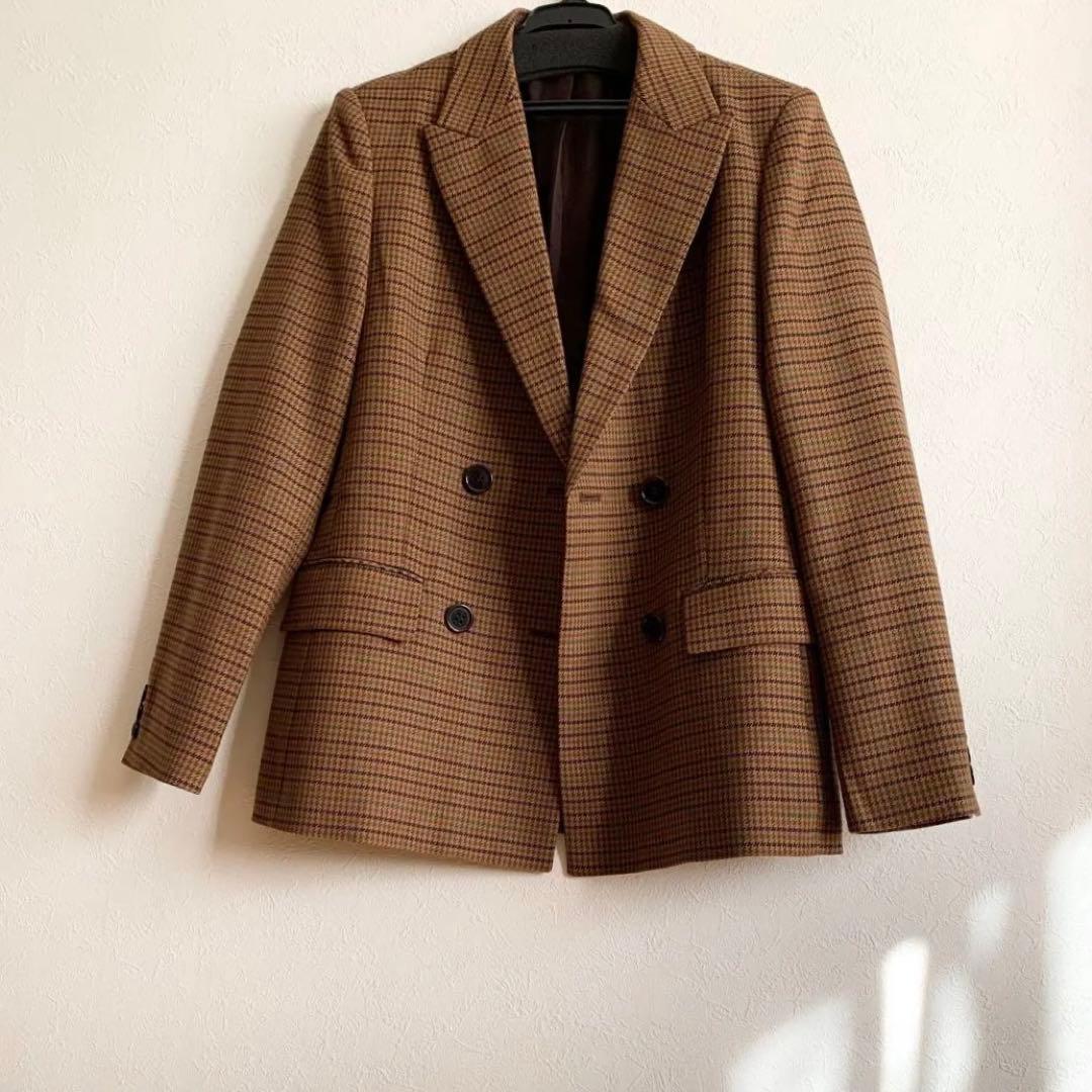 ANAYI ウールチェックダブルジャケット 未使用 36