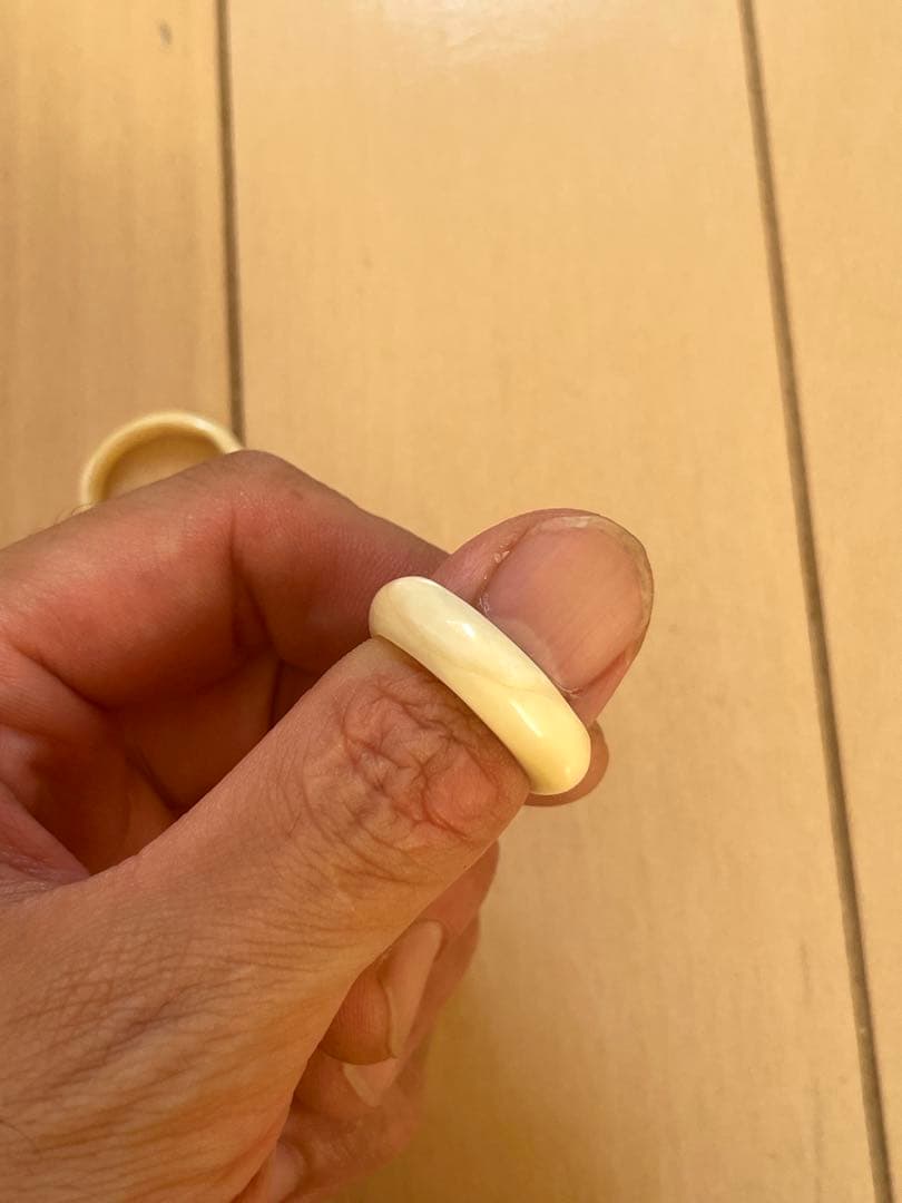 鯨歯リング　17.5〜17.8号マッコウ　抹香鯨　印材　根付け　ボーンカービング