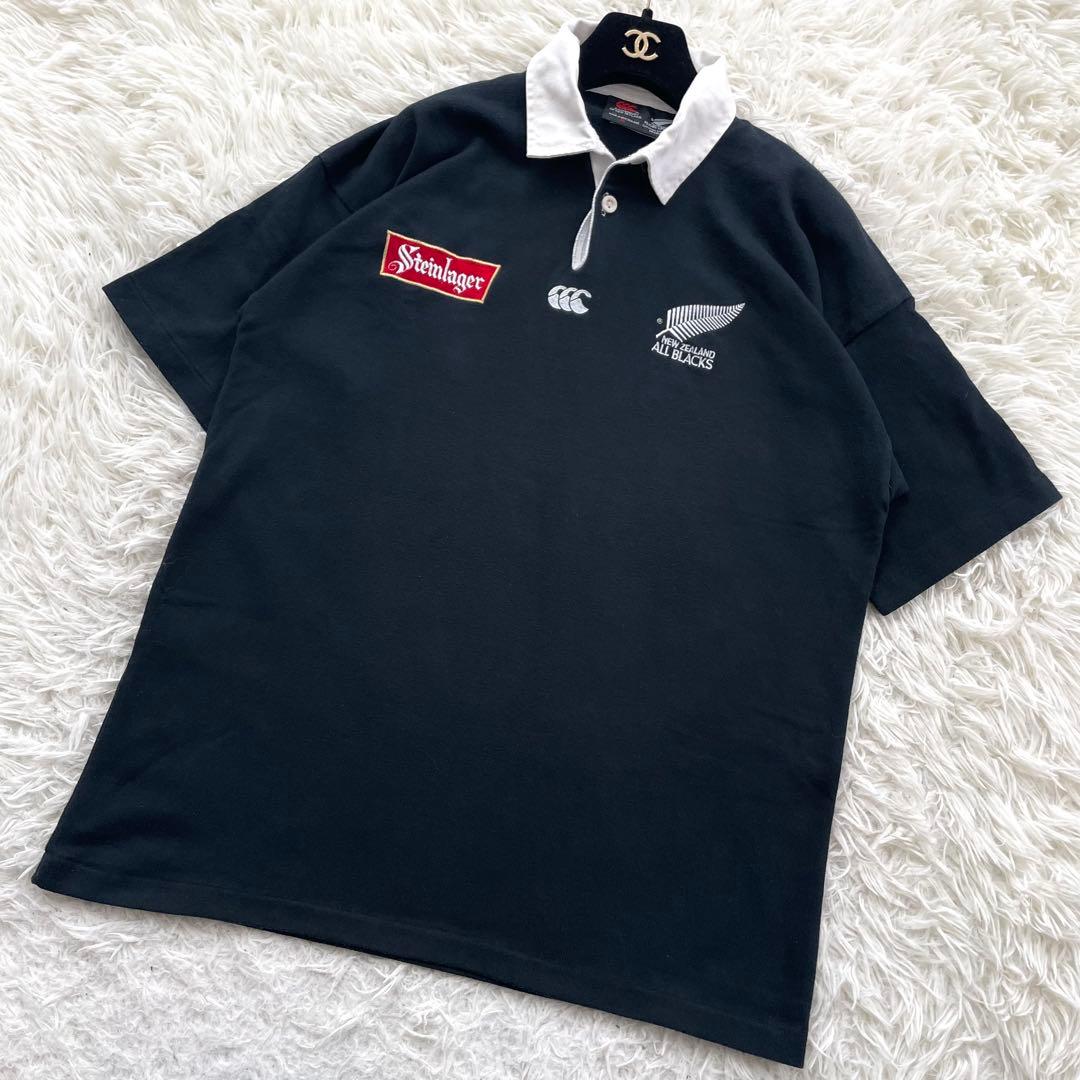 canterbury 90s オールブラック　スタインラガー　半袖　ポロシャツ