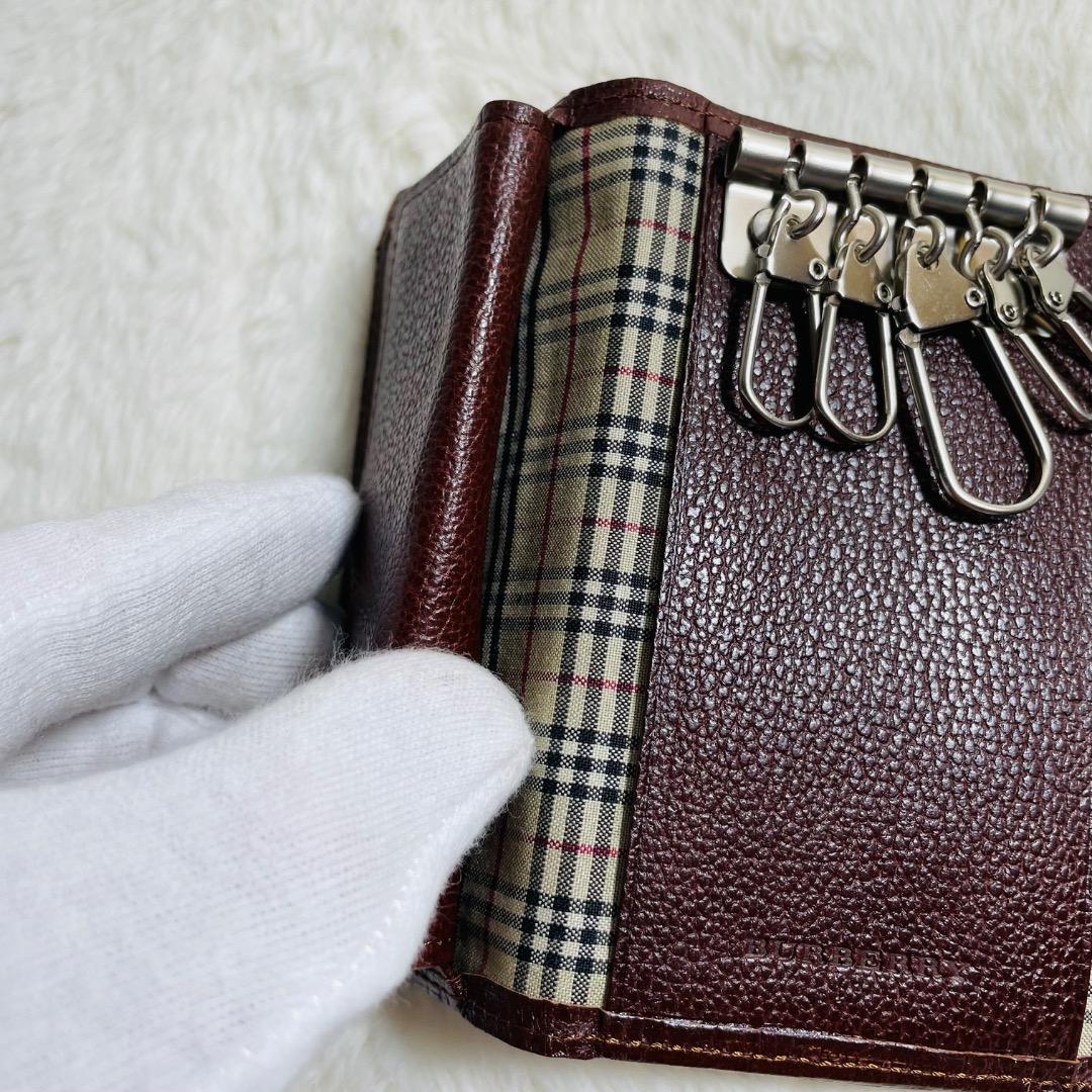 新品未使用品　希少　BURBERRY 5連キーケース　ノバチェックおしゃれシボ革