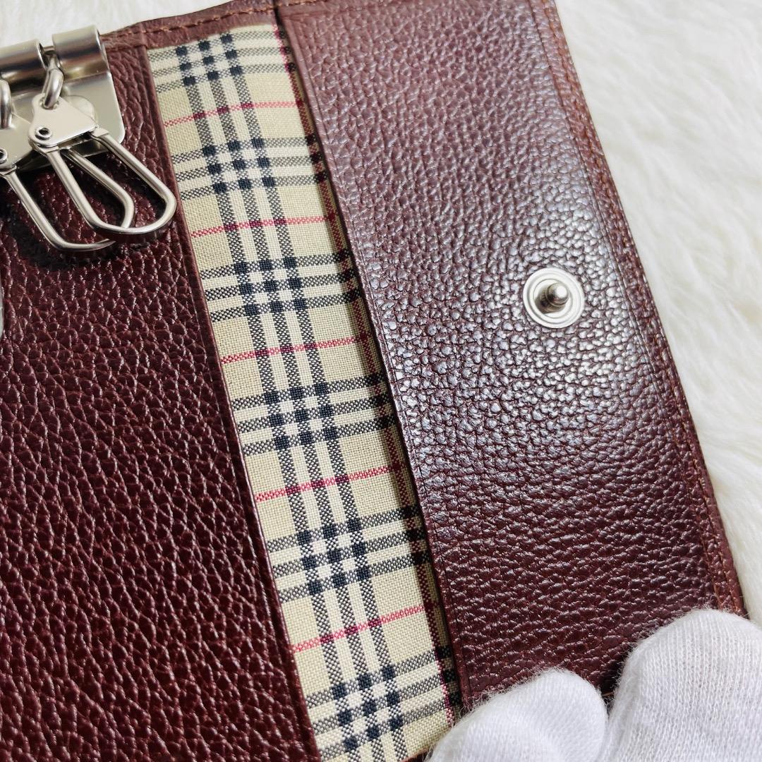 新品未使用品　希少　BURBERRY 5連キーケース　ノバチェックおしゃれシボ革