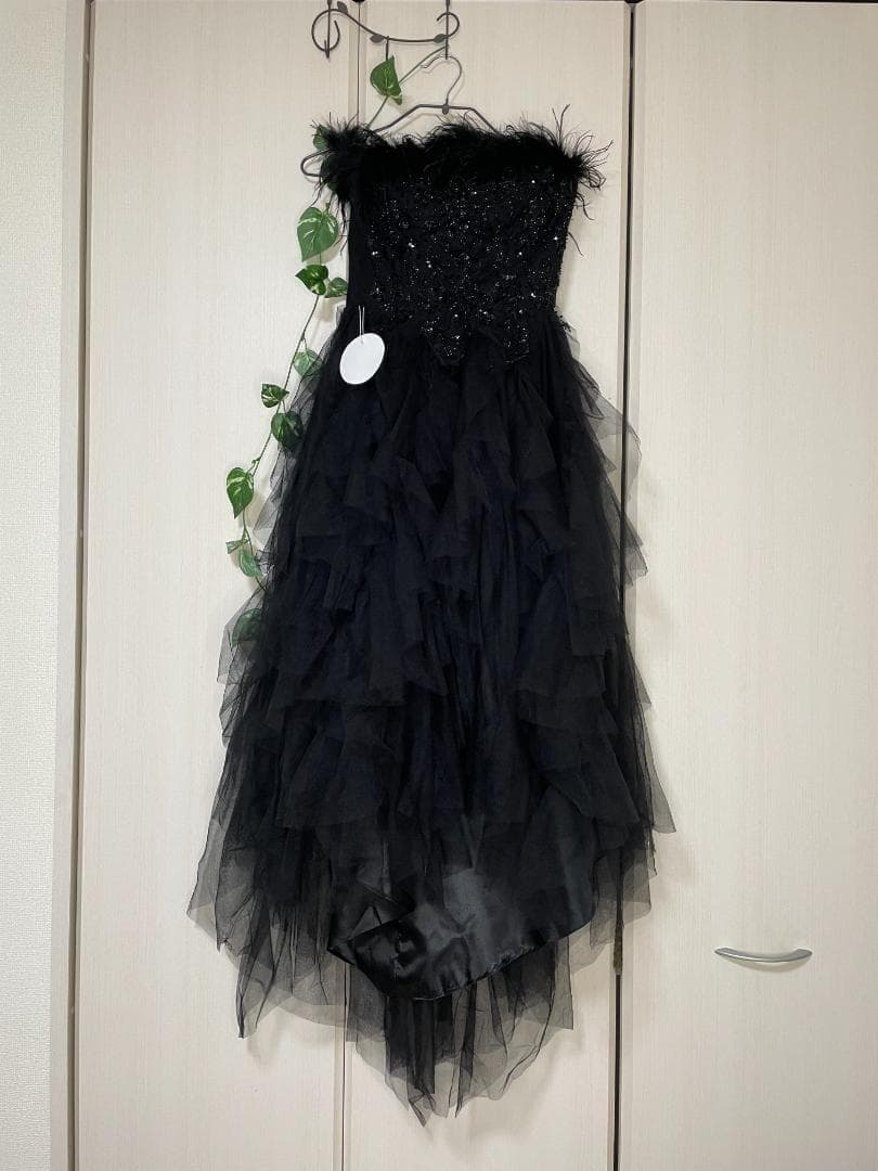 パーティードレス フェザードレス　ナイトドレス　Lサイズ 　ブラック