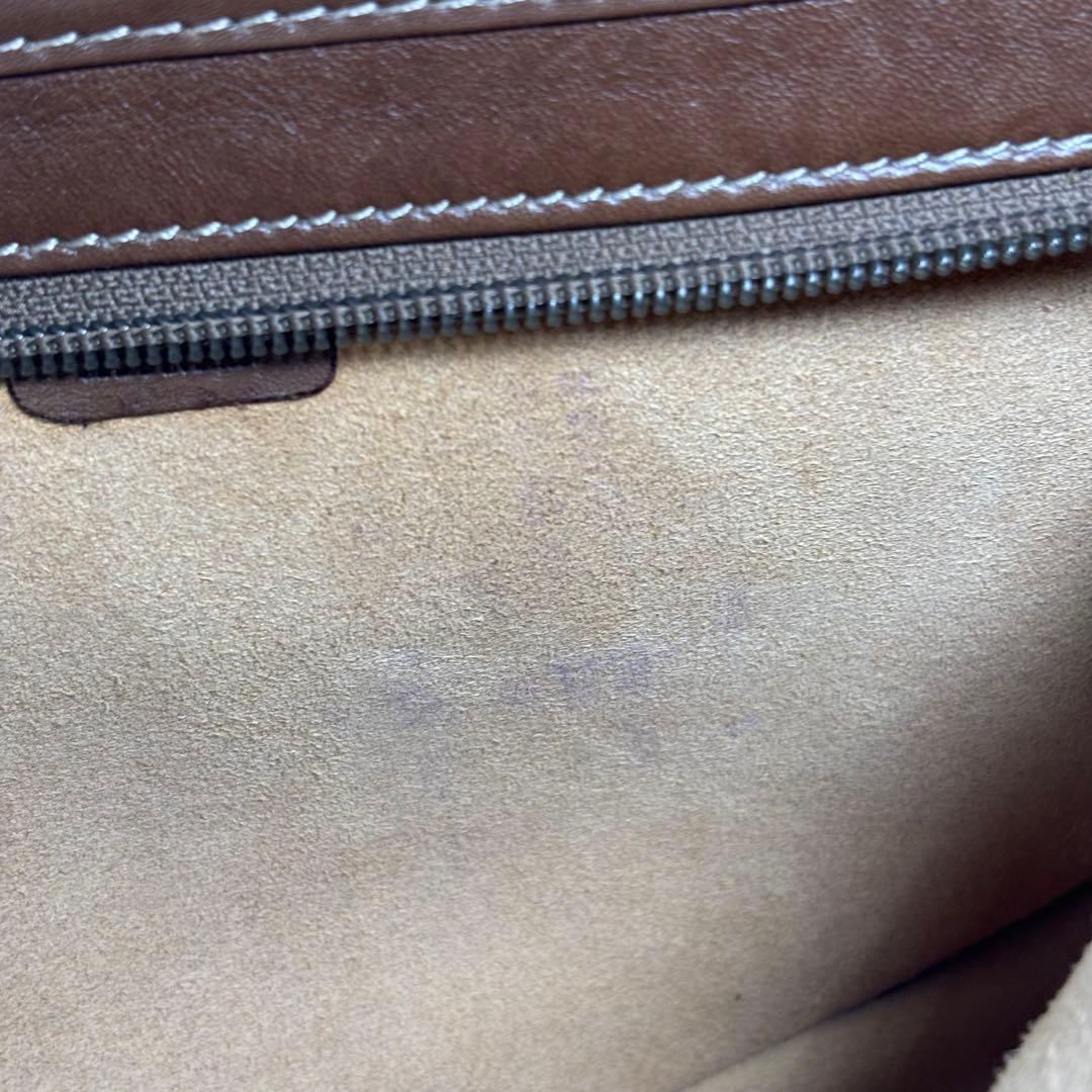 美品 ロエベ クラッチバッグ セカンドバッグ アナグラム ロゴ レザー ブラウン