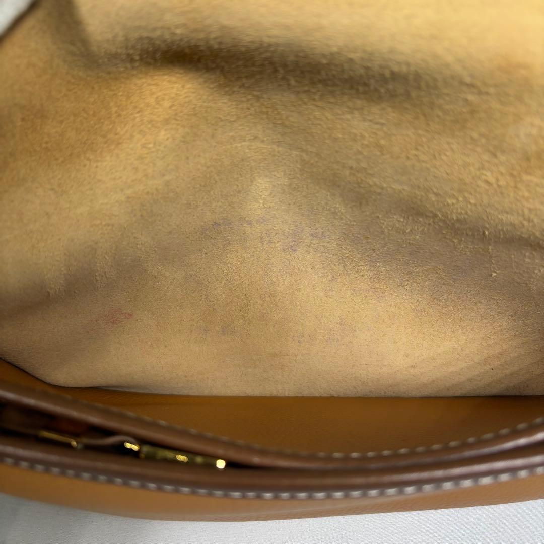 美品 ロエベ クラッチバッグ セカンドバッグ アナグラム ロゴ レザー ブラウン