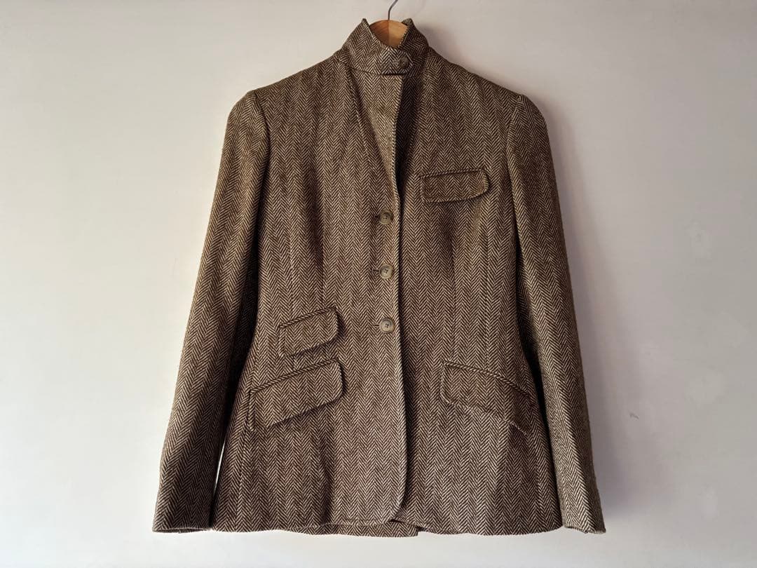 ❤︎ ラルフローレン イタリー製 ヘリンボーン 絹混ウールジャケット サイズ2