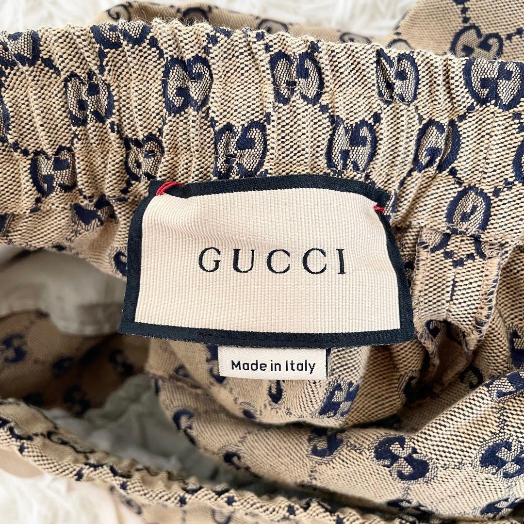 未使用級　グッチ　大きいサイズ2XL　カジュアルパンツ　GG　レザー　ベージュ