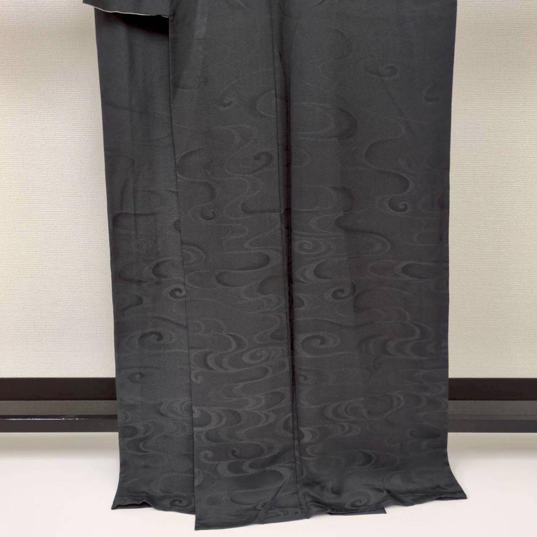 み*ち様 逸品 単衣 無地付下げ トールサイズ 流水 三つ紋 着物 正絹 A-0