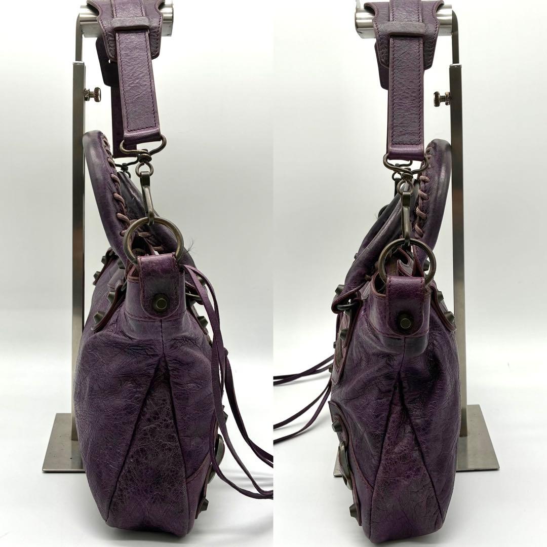希少 BALENCIAGA ザ・ファースト 2way ハンドバッグ パープル