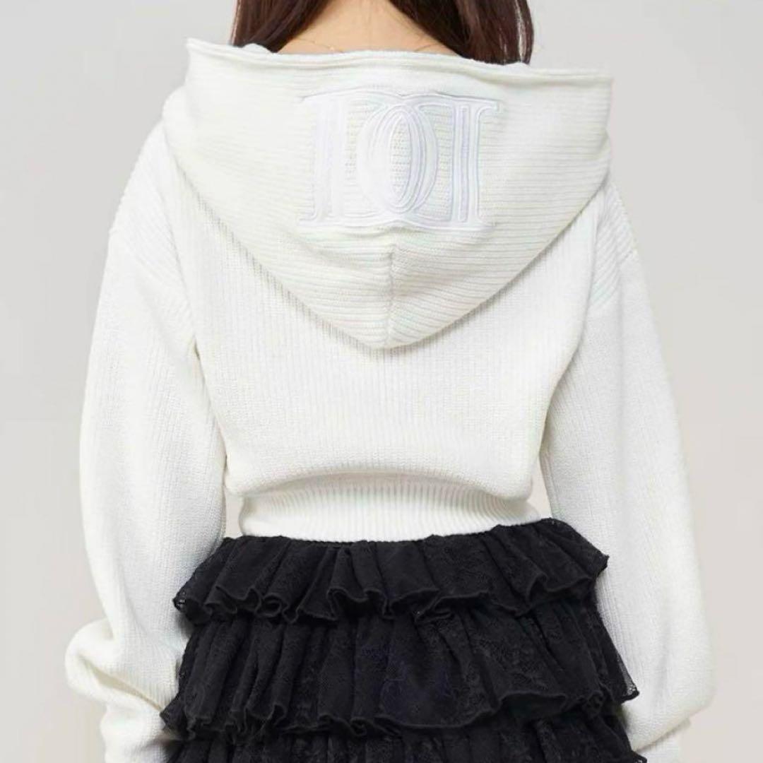 ダーリッチ ホワイト DDショートニットジップパーカー フリー